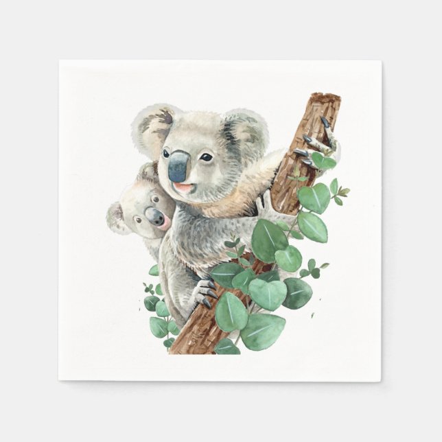 Cute Little Koala Bear Australian Animal Art  Napkin (Front)