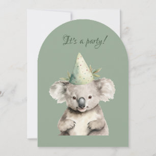 Cute Little Koala Bear Australian Animal Birthday Invitation