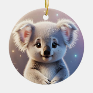 Cute Little Koala Fantasy Dreamy Gradient Ceramic Ornament