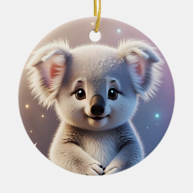 Cute Little Koala Fantasy Dreamy Gradient Ceramic Ornament (Front)