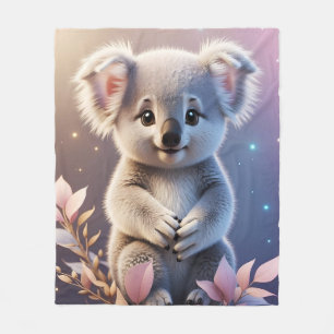 Cute Little Koala Fantasy Dreamy Gradient  Fleece Blanket