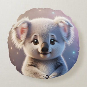 Cute Little Koala Fantasy Dreamy Gradient Round Cushion