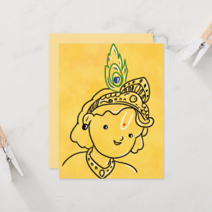 Cute Little Krishna Art Greeting Card