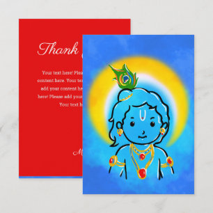 Cute Little Krishna Art Thank You Card