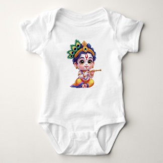 Cute Little Krishna Baby Art Outfit – Hindu God Baby Bodysuit