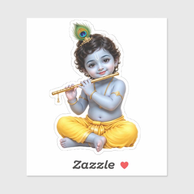 Cute Little Krishna Custom-Cut Vinyl Sticker (Sheet)