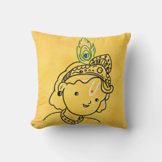 Cute Little Krishna Square Pillow for Kids