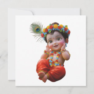 Cute Little Krishna Traditional Indian Art Poster Invitation
