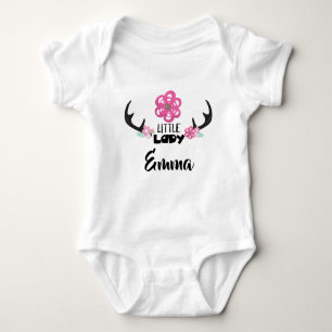 Cute Little Lady Deer Antlers Baby Bodysuit