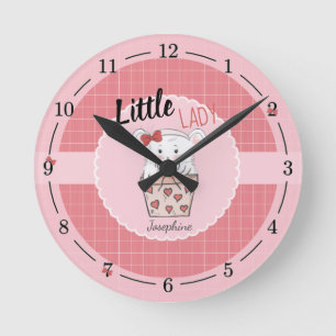 Cute Little Lady Hamster Pink Round Clock