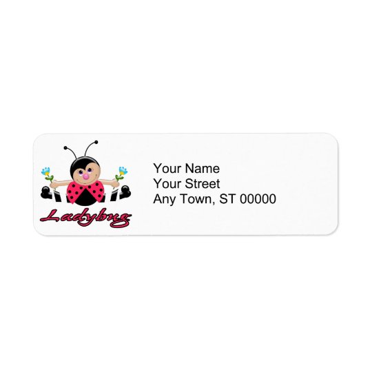cute little lady ladybug with flowers return address label