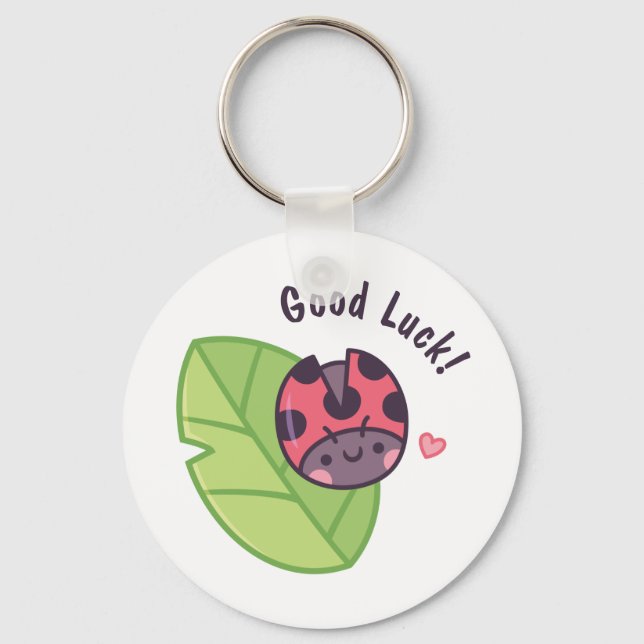 Cute Little Ladybug Doodle Good Luck Key Ring (Front)