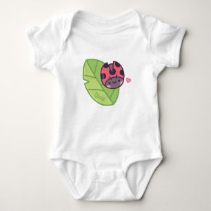 Cute Little Ladybug On Leaf Baby Girl Baby Bodysuit
