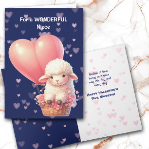 Cute Little Lamb Heart Balloon Valentine Card