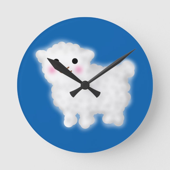Cute Little Lamb Round Clock (Front)