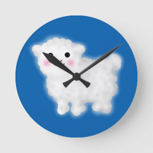 Cute Little Lamb Round Clock