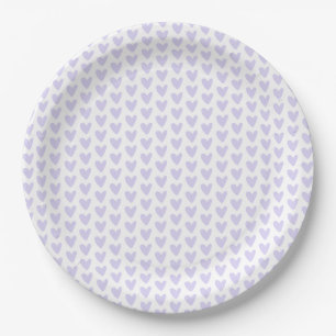 Cute Little Lavender Hearts Pattern Paper Plate