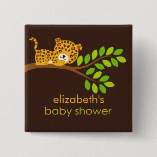 Cute Little Leopard Baby Shower Button