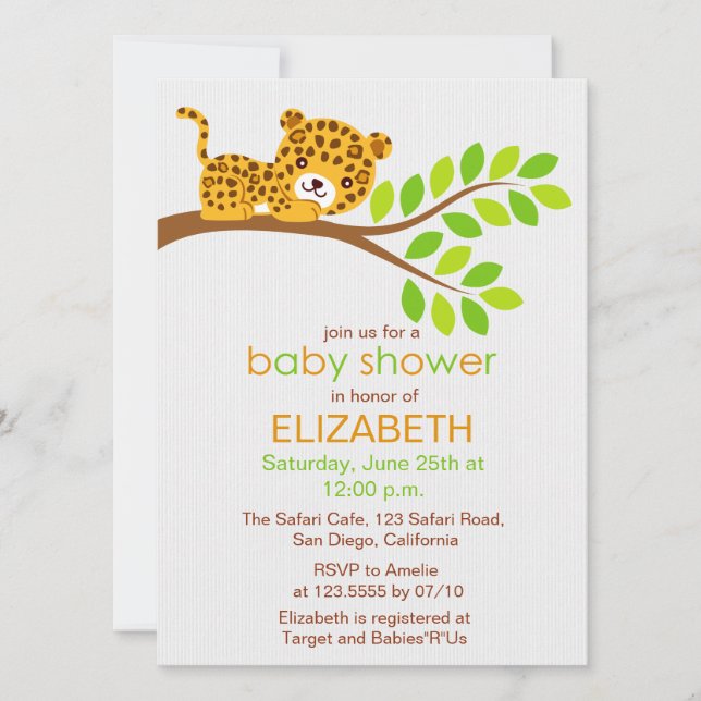 Cute Little Leopard Baby Shower Invitation (Front)