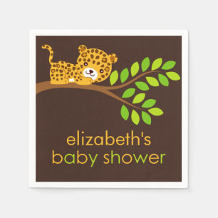 Cute Little Leopard Baby Shower Paper Napkins
