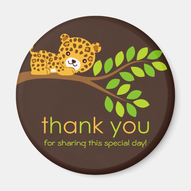 Cute Little Leopard Thank You Magnet (Front)