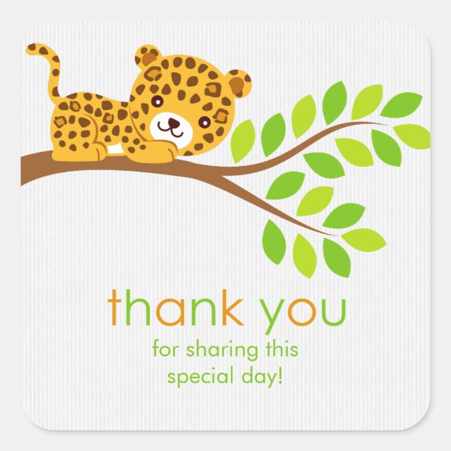 Cute Little Leopard Thank You Sticker (Front)