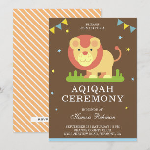 Cute Little Lion Aqiqah Invitation