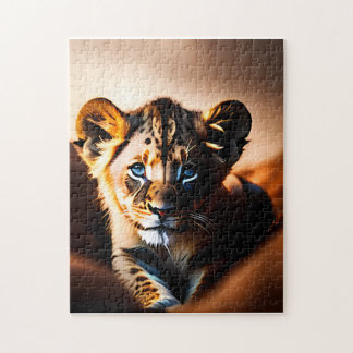 Cute Little Lion Cub with Blue Eyes Jigsaw Puzzle