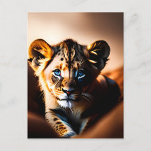 Cute Little Lion Cub with Blue Eyes