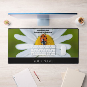 Cute little lucky ladybug for a positive mindset desk mat