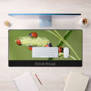 Cute little lucky ladybugs for positive mindset desk mat