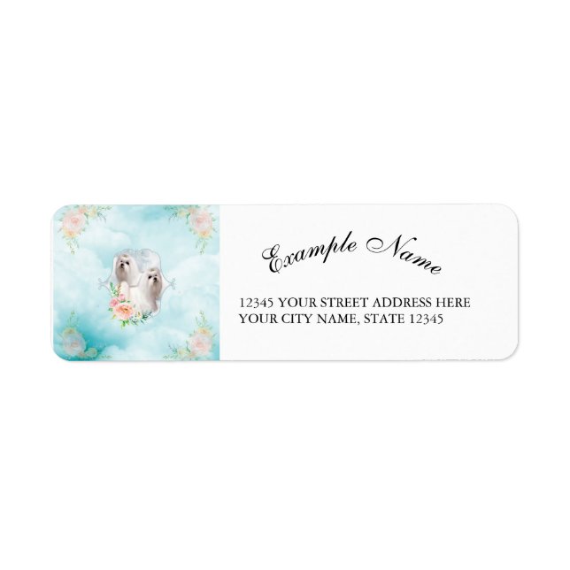 Cute little maltese return address label (Front)