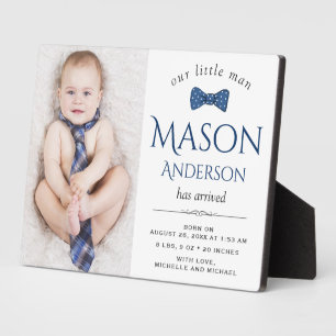 Cute Little Man Boy Photo Birth Announcement Plaque