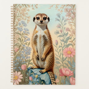 Cute Little Meerkat Pastel Floral Planner