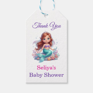 Cute Little Mermaid Baby Shower Thank You Gift Tag