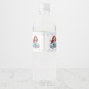 Cute Little Mermaid Baby Shower Water Bottle Label
