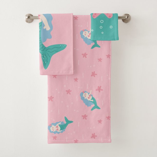 Cute little mermaid bath towel set (Insitu)