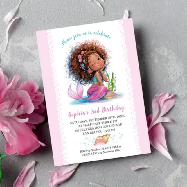Cute Little Mermaid Birthday Party Invitation (Creator Uploaded)