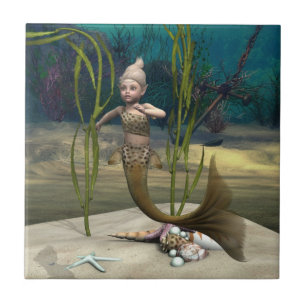 Cute Little Mermaid Ceramic Tile