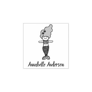 Cute little Mermaid Personalise Rubber Stamp