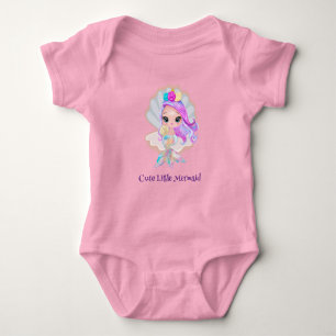 Cute little mermaid rainbow colourful birthday kid baby bodysuit