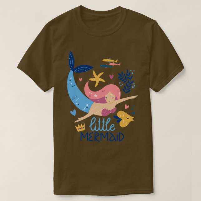 Cute Little Mermaid Sea Shells Starfish Kids Room  T-Shirt (Design Front)