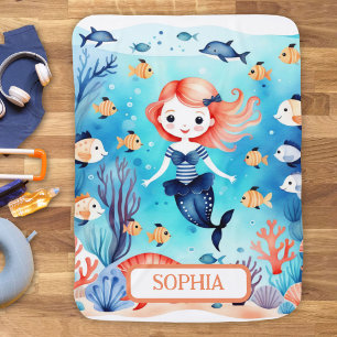Cute Little Mermaid Under The Sea Baby Blanket
