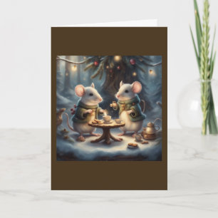 Cute Little Mice Under the Christmas tree Card