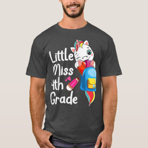 Cute Little Miss 4th Grade Unicorn Back to School T-Shirt