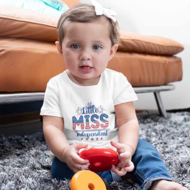 Cute Little Miss Independence 4th July Baby T-Shirt (Creator Uploaded)