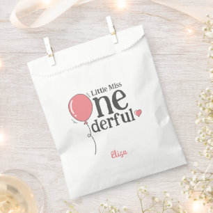 Cute Little Miss Onederful First Birthday Pink Favour Bag