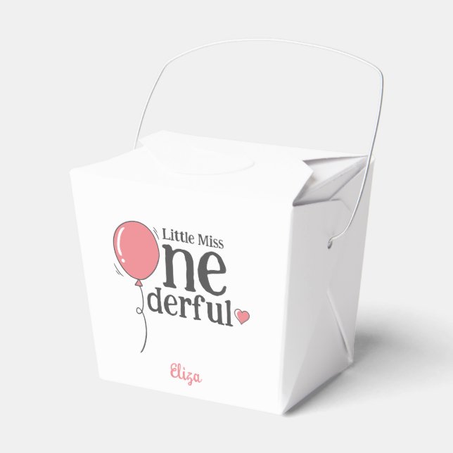 Cute Little Miss Onederful First Birthday Rose Favour Box (Front Side)