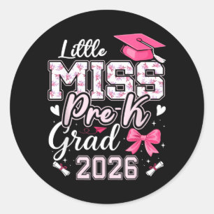 Cute Little Miss Pre-K Grad 2026 Preschool Classic Round Sticker