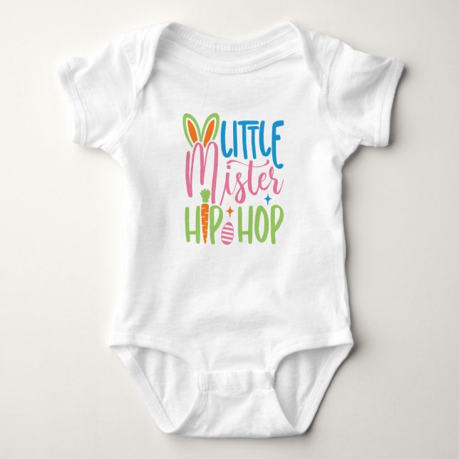 Cute Little Mister Hip Hop Easter Baby Boy Bodysuit (Front)
